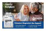 GINSPIRE NUTRITION Potassium Magnesium Zinc Supplement 90 Capsules packaging