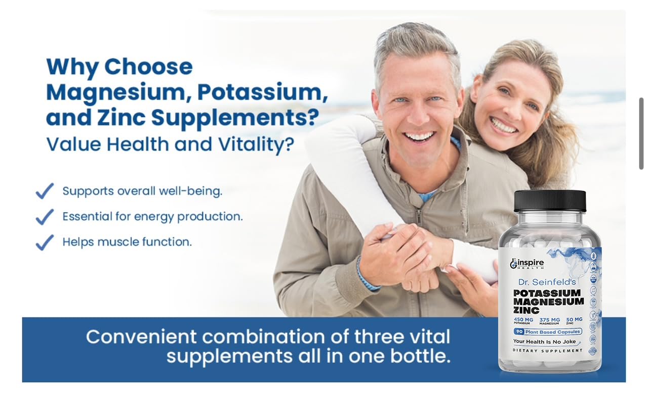 GINSPIRE NUTRITION Potassium Magnesium Zinc Supplement 90 Capsules with a measuring spoon