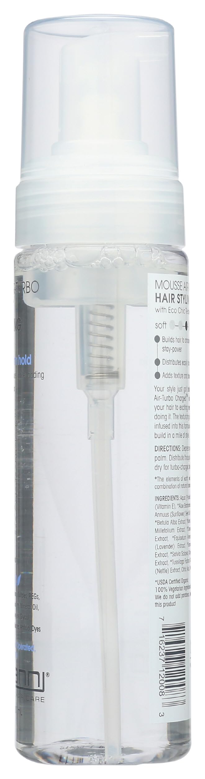 GIOVANNI Hair Styling Foam Natural Mousse 7oz on a vanity