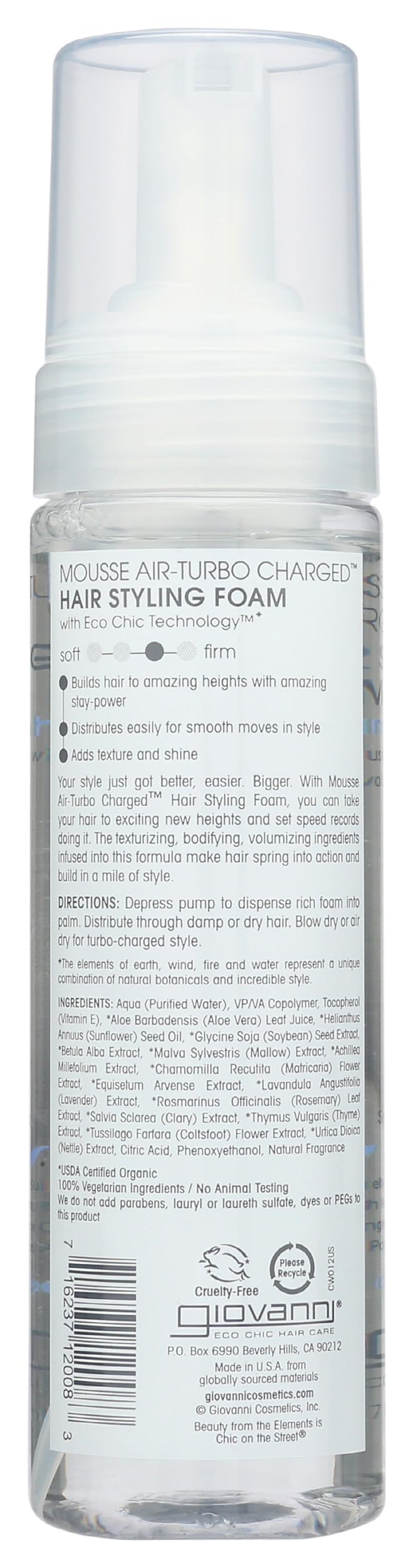 GIOVANNI Hair Styling Foam Natural Mousse 7oz side view