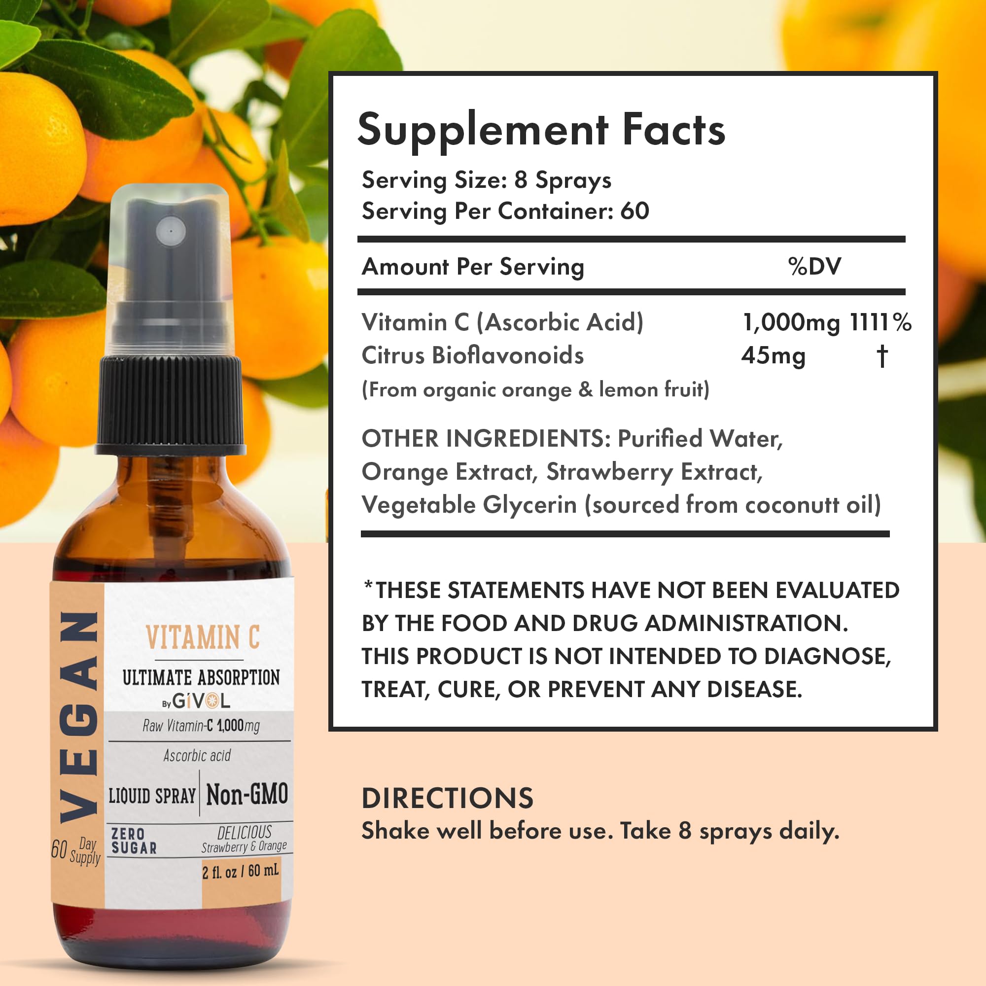 GIVOL Liquid Vitamin C Spray 1000mg ingredients list
