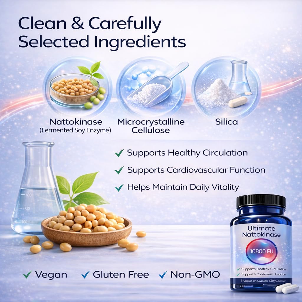 GizmoBox Nattokinase Supplement 10800 FU capsules on a wooden surface