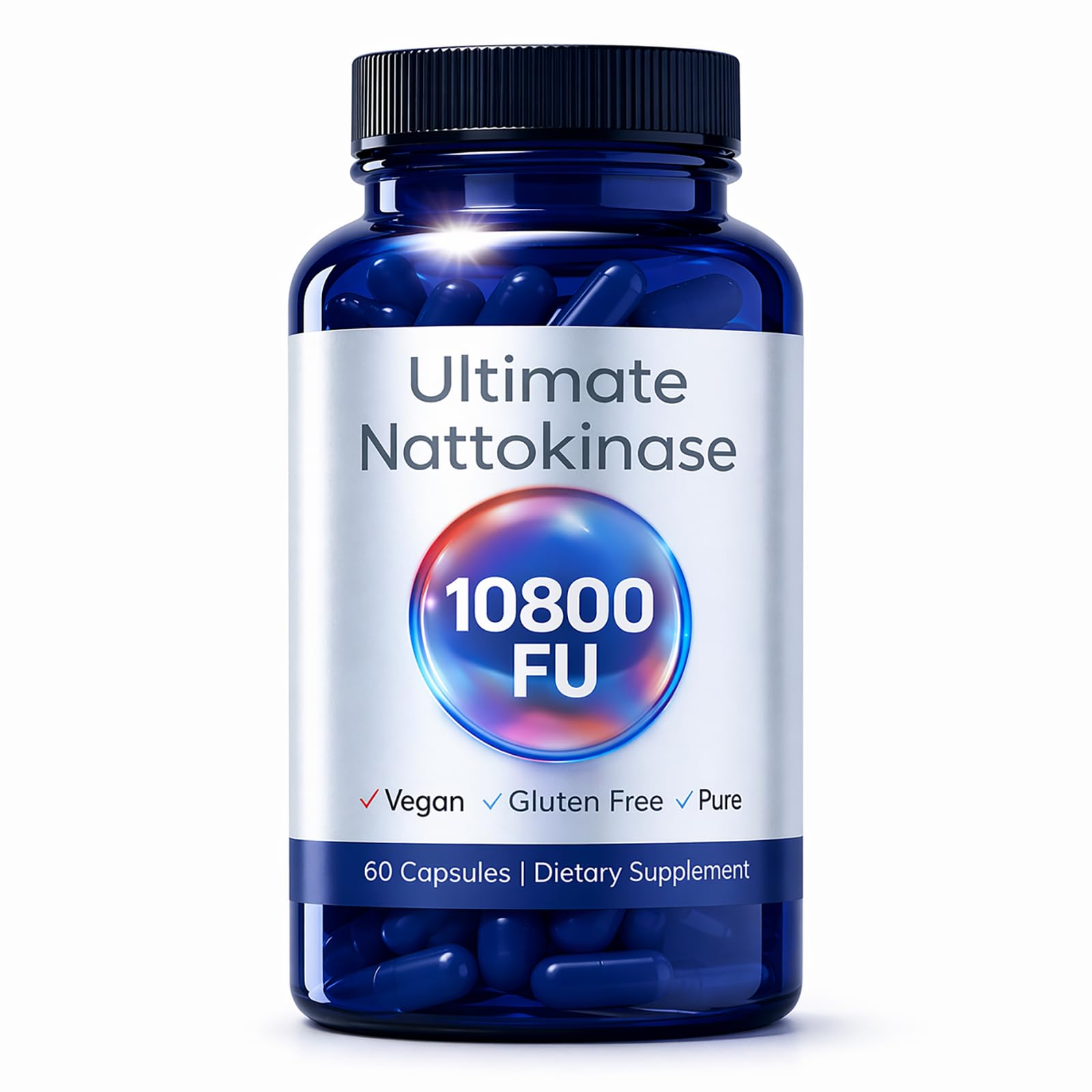 GizmoBox Nattokinase Supplement 10800 FU front view with 60 capsules