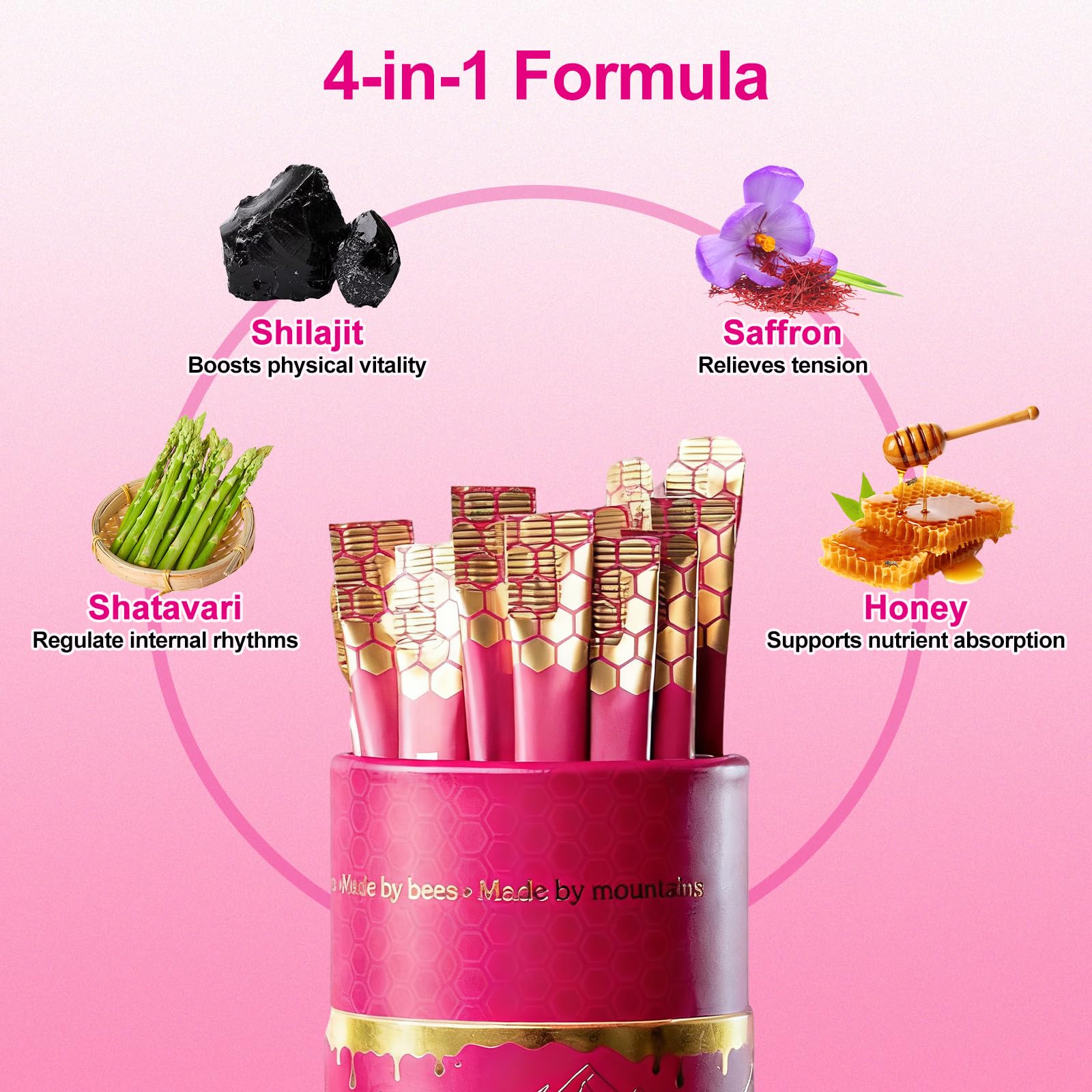 Glabrskise Shilajit Honey Sticks on a wooden table