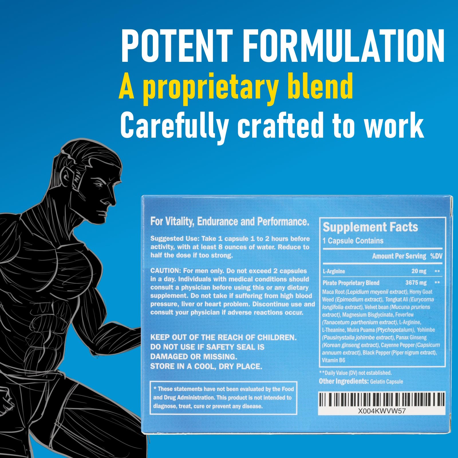 GLADTON Pirate Horny Goat Weed Supplement capsule close-up