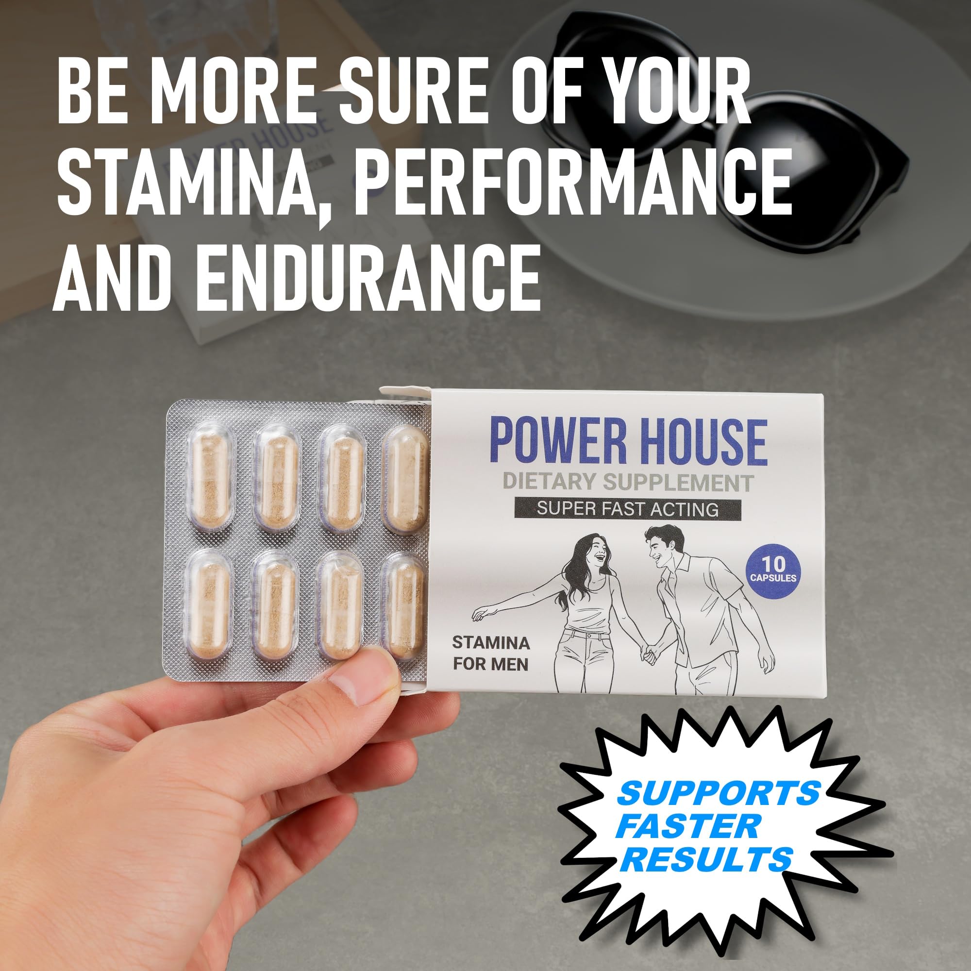 GLADTON Power House Male Stamina Supplement 60 Capsules back view
