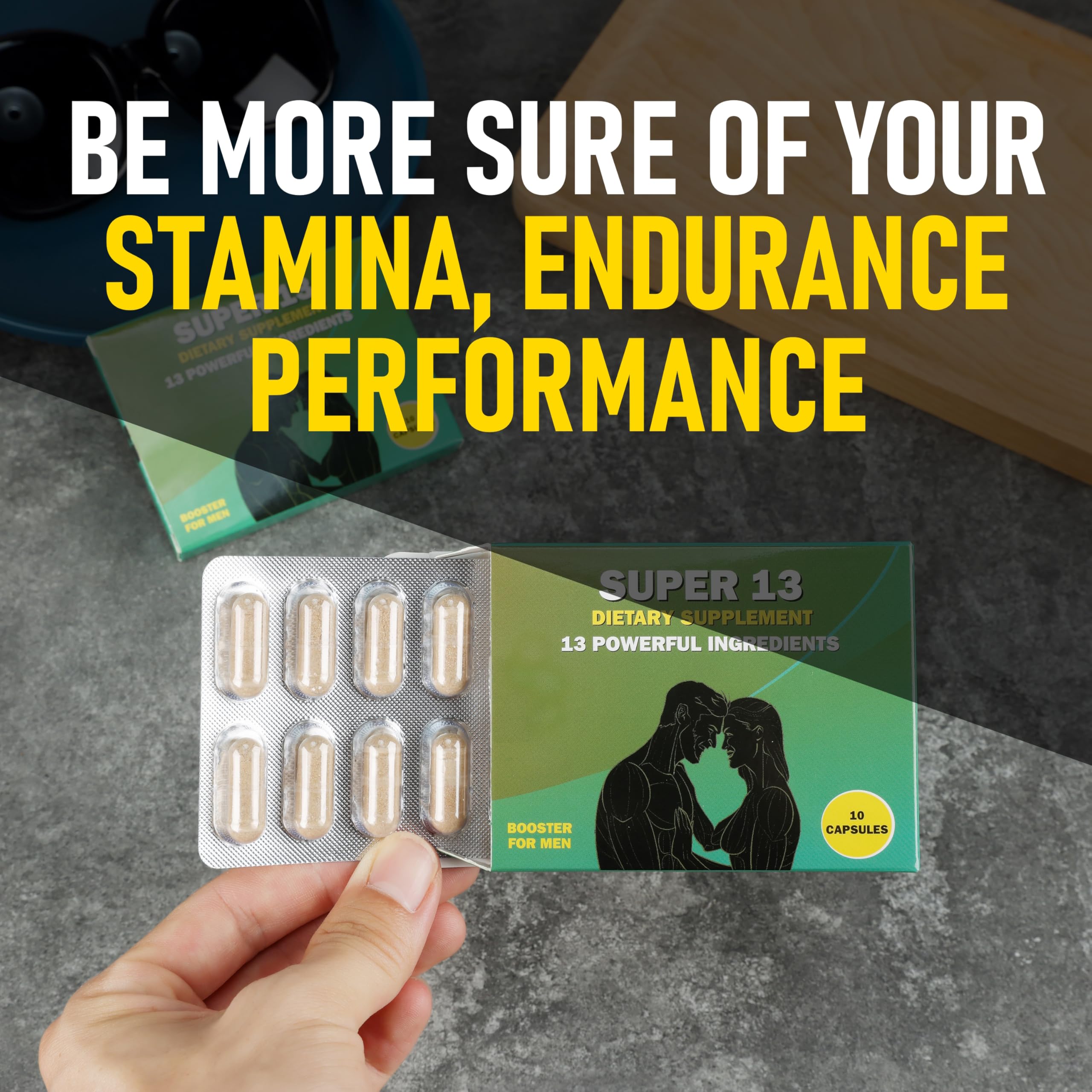 GLADTON Super 13 Herbal Supplement lifestyle scene with gym equipment