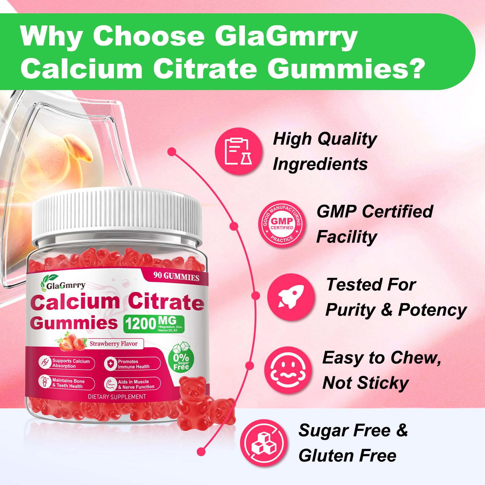 GlaGmrry Calcium Citrate Gummies side view