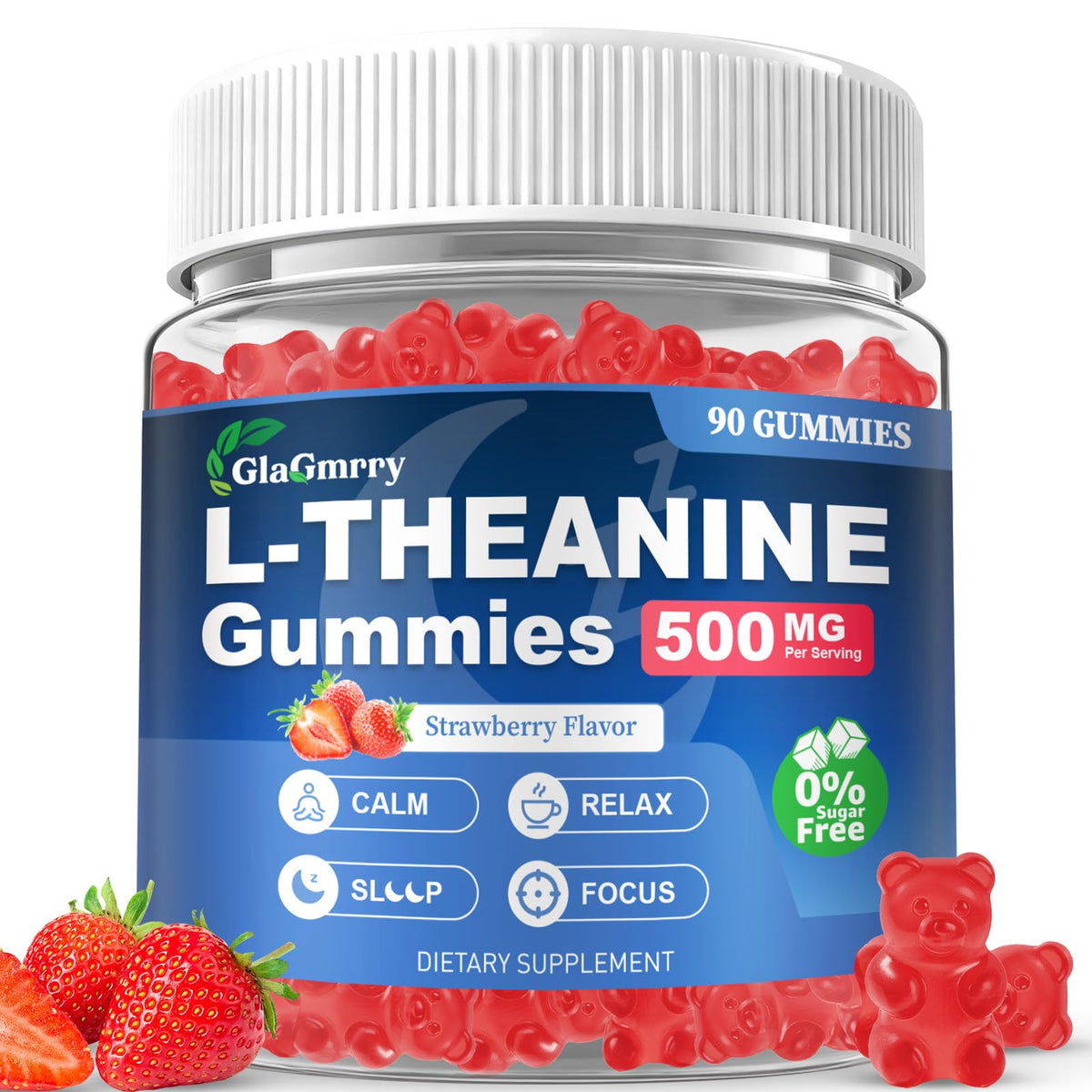 GlaGmrry L-Theanine Gummies front view with packaging