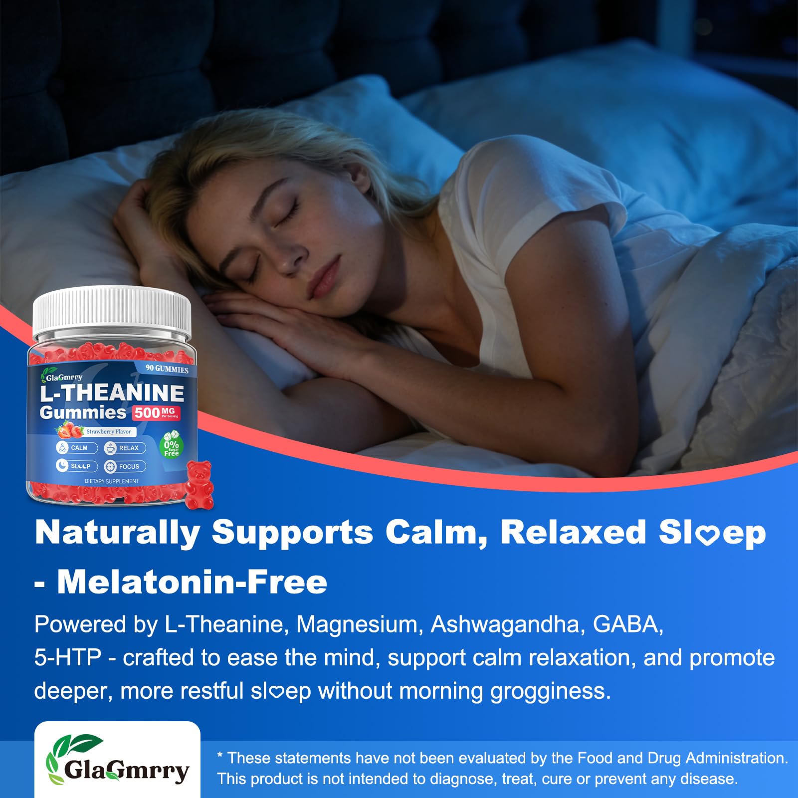 GlaGmrry L-Theanine Gummies natural strawberry flavour