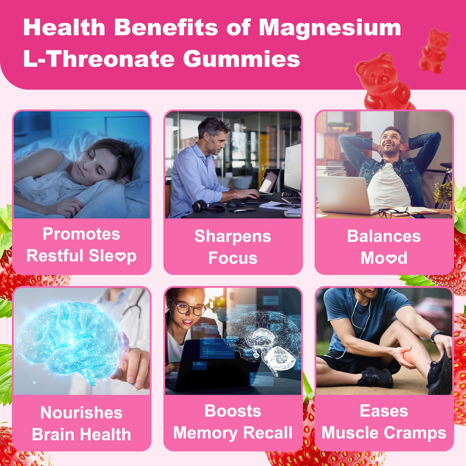 GlaGmrry Magnesium L-Threonate Gummies side view showing label