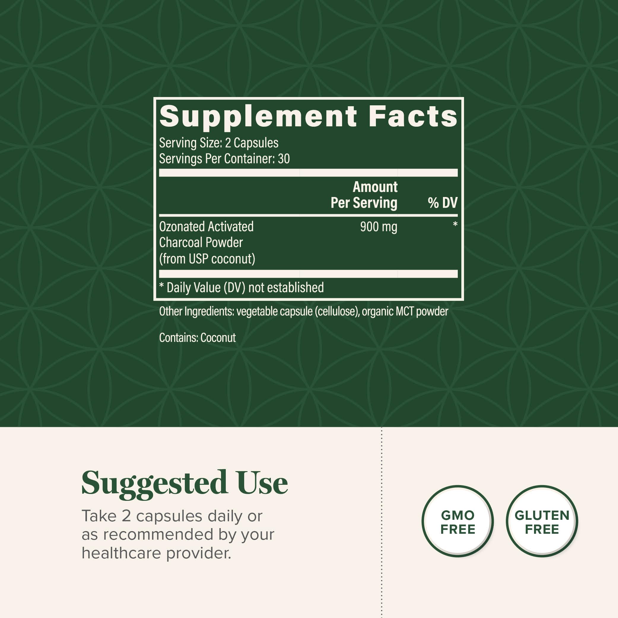 Global Healing Center Activated Charcoal Tablets side view