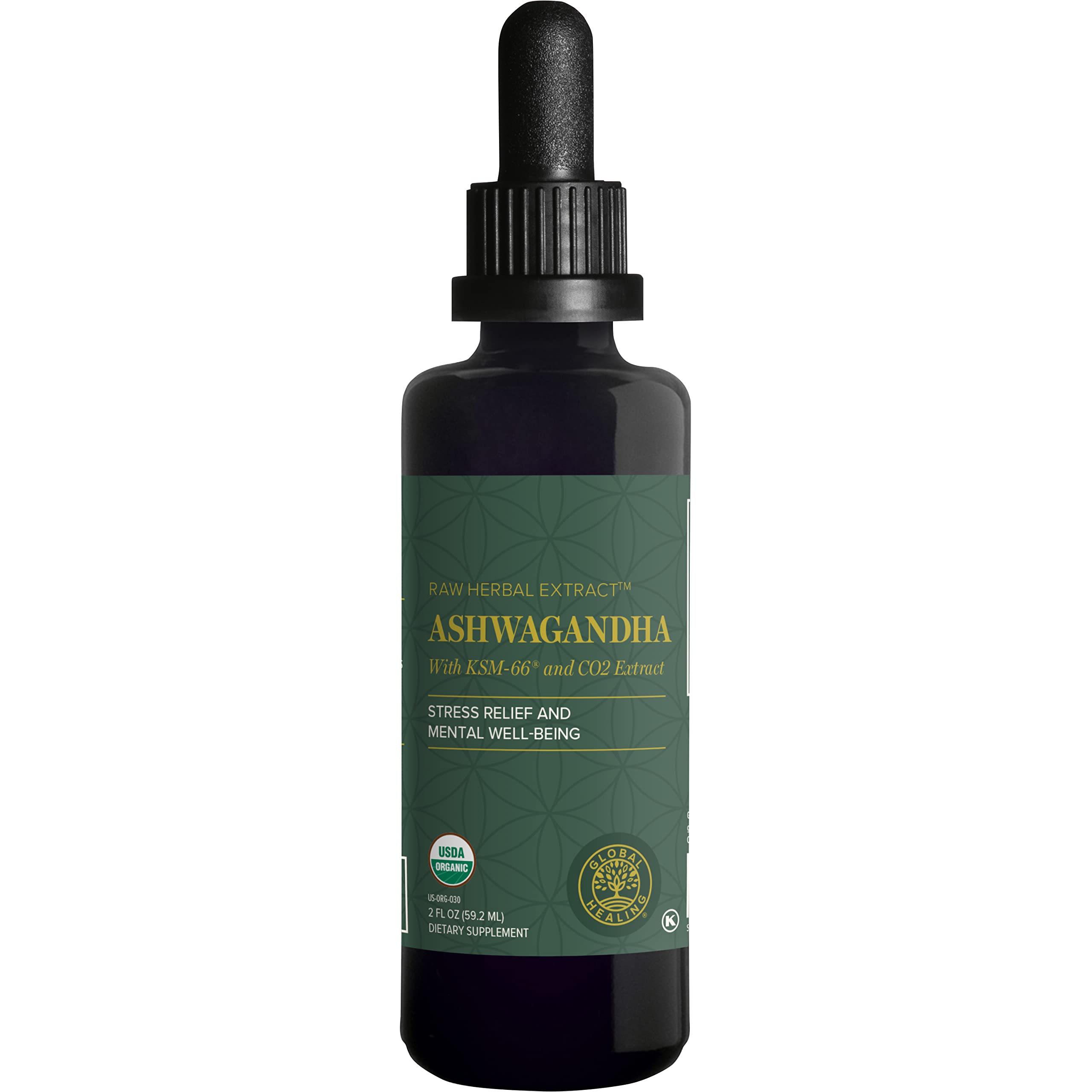 Global Healing Center Ashwagandha Drops front view with packaging