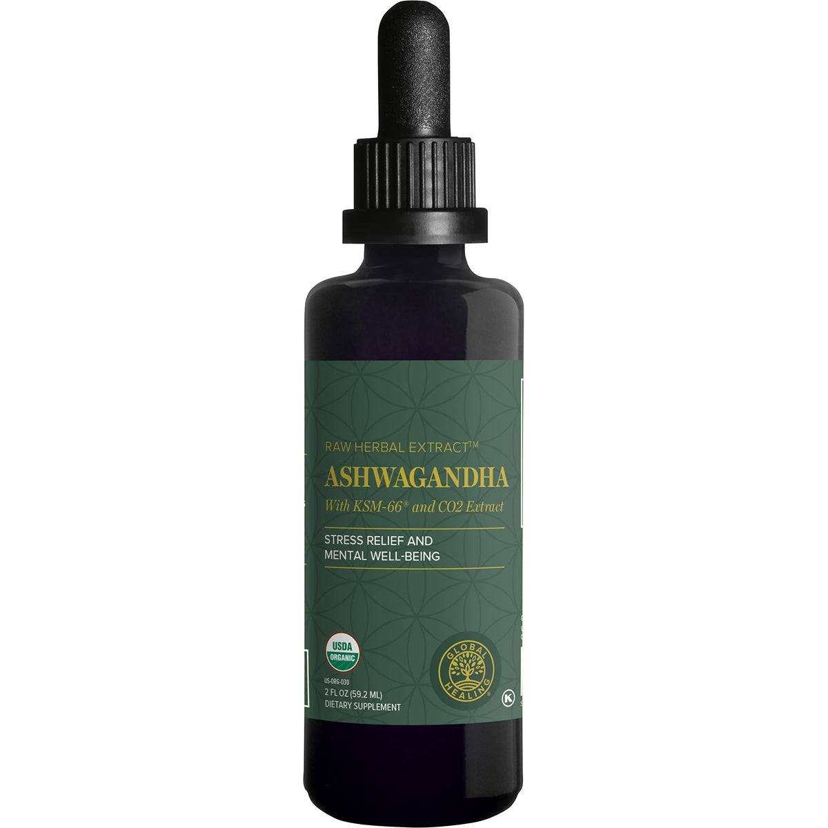 Global Healing Center Ashwagandha Drops front view with packaging