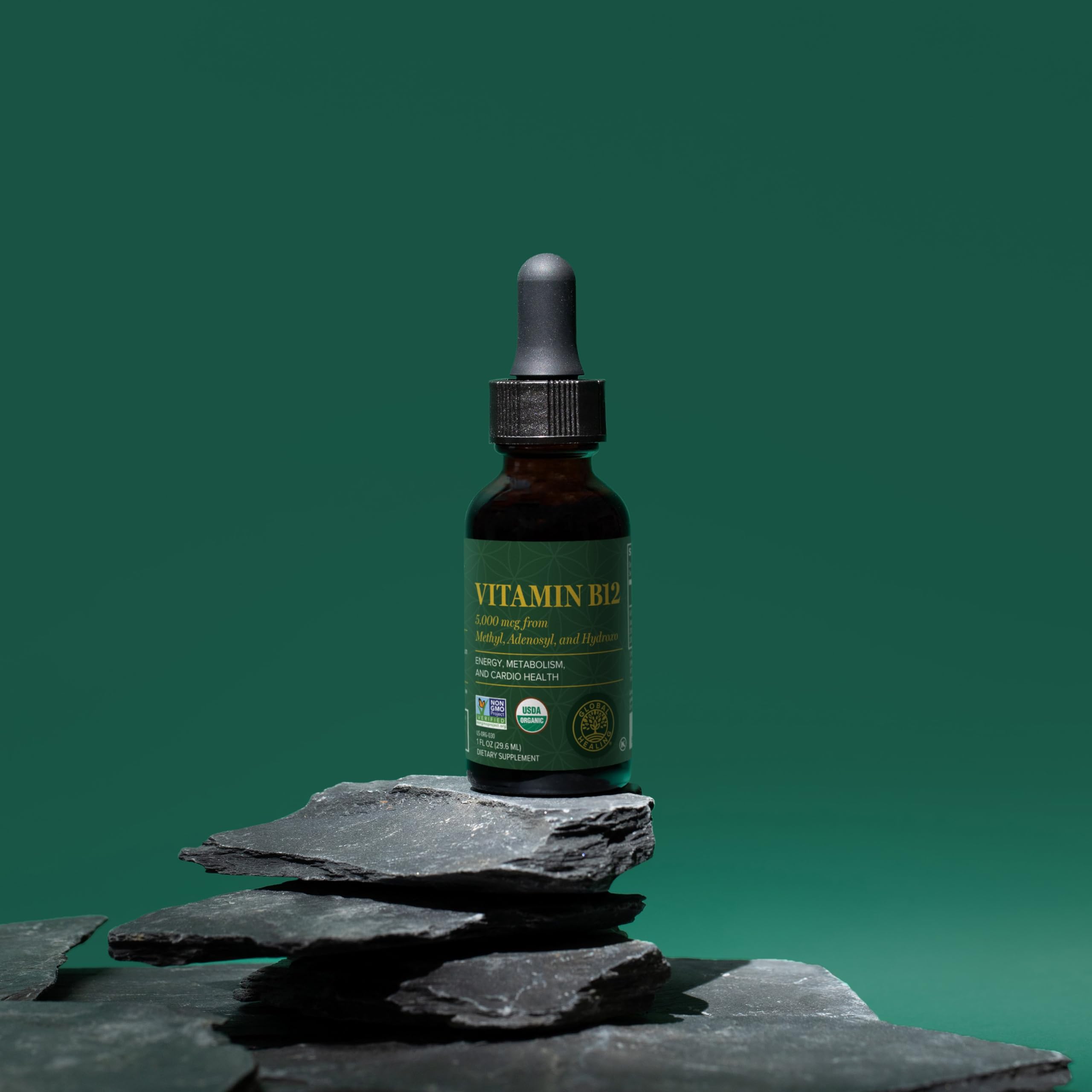 Global Healing Center B12 Liquid bottle side view