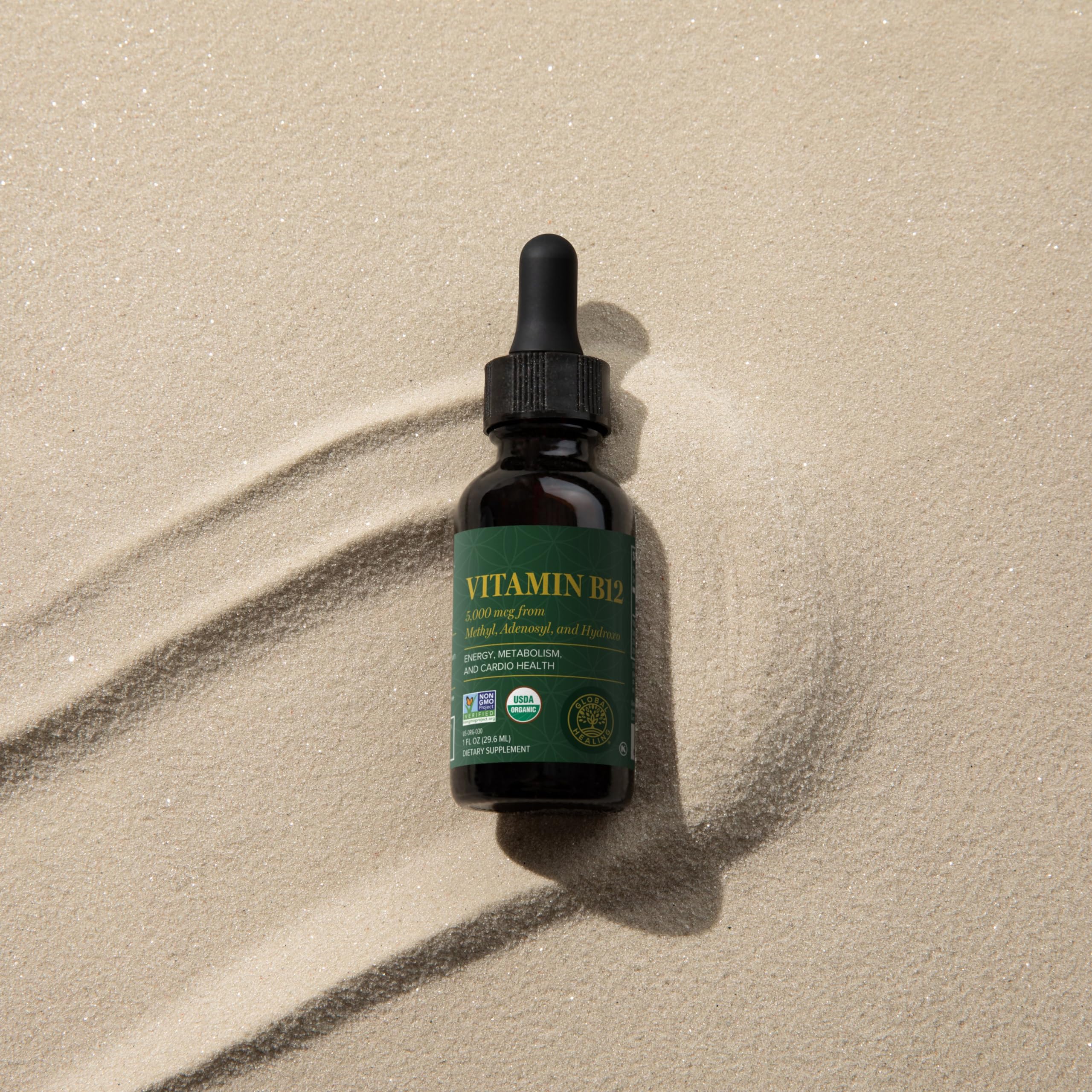 Global Healing Center B12 Liquid Vitamins dropper close-up
