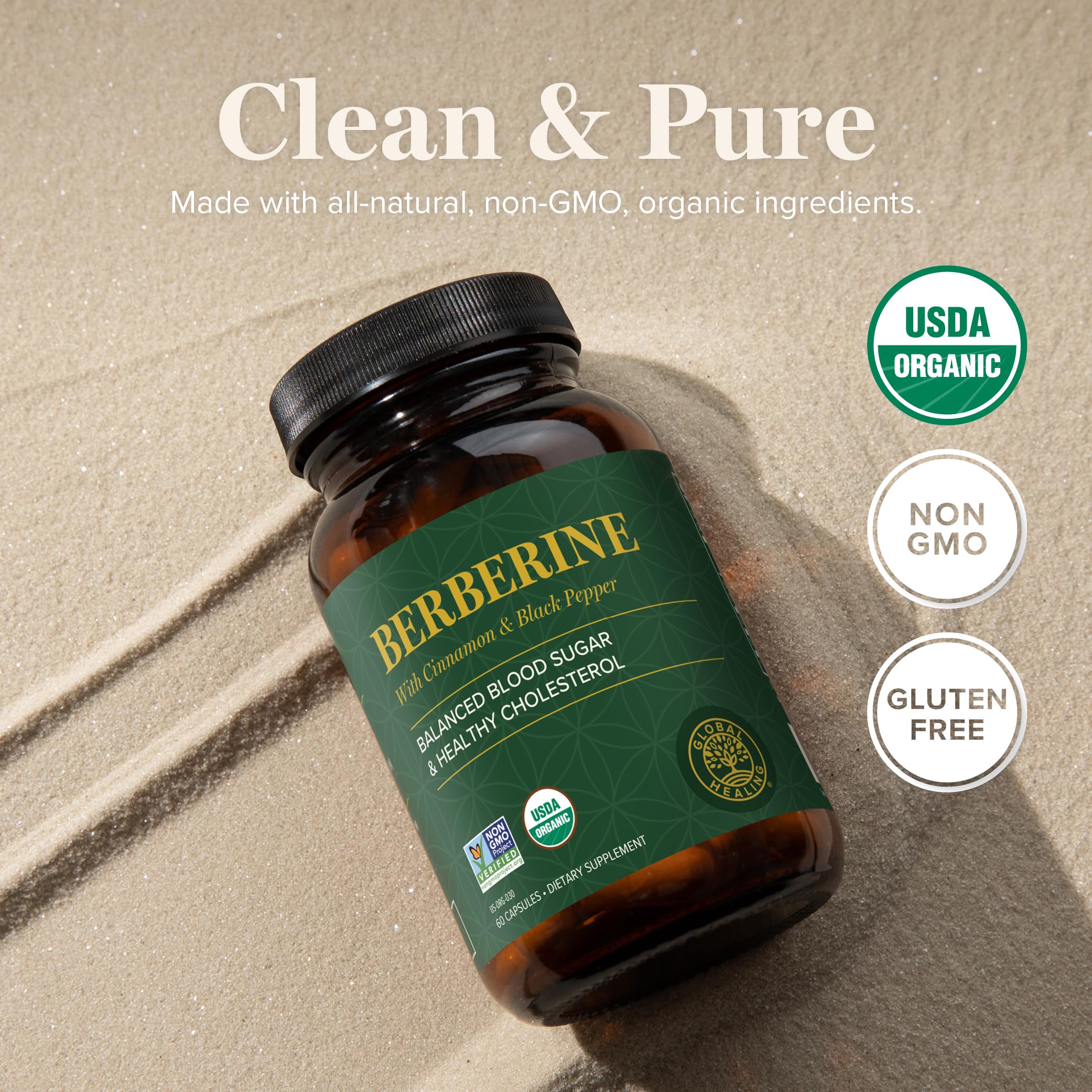 Global Healing Center Berberine 1200mg capsules with Ceylon cinnamon