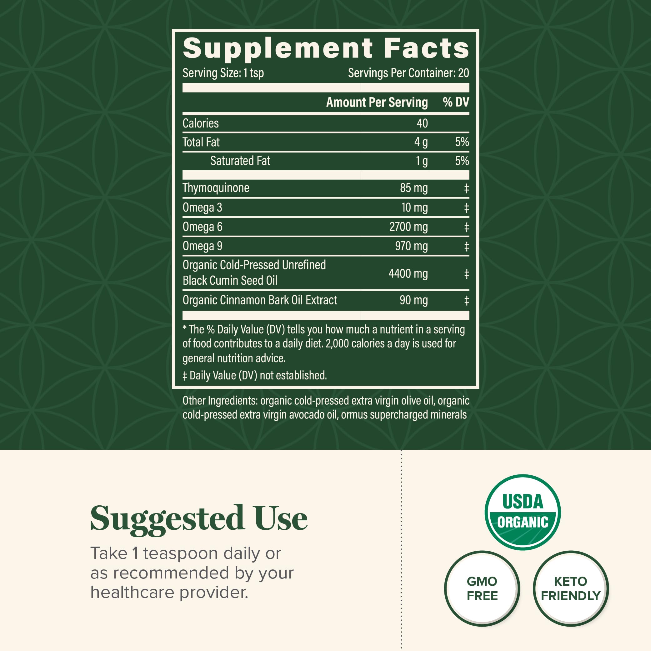 Global Healing Center Black Seed Oil 100% Pure 136g label close-up