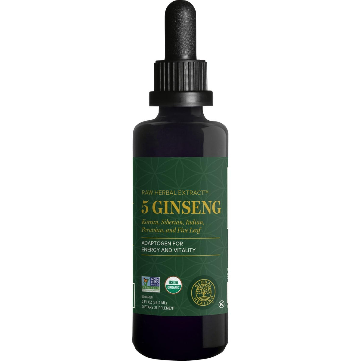 Global Healing Center Ginseng Root Extract front view bottle