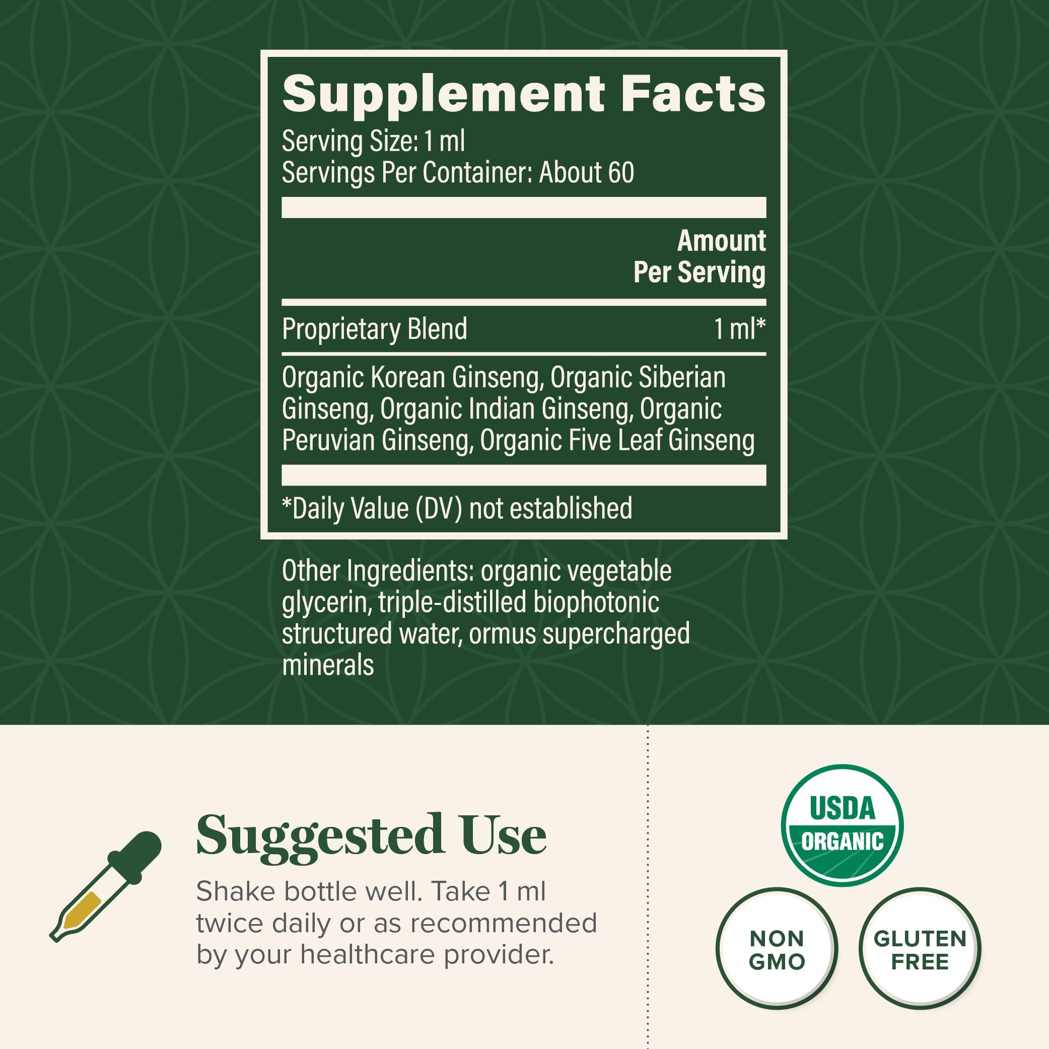 Global Healing Center Ginseng Root Extract ingredients list