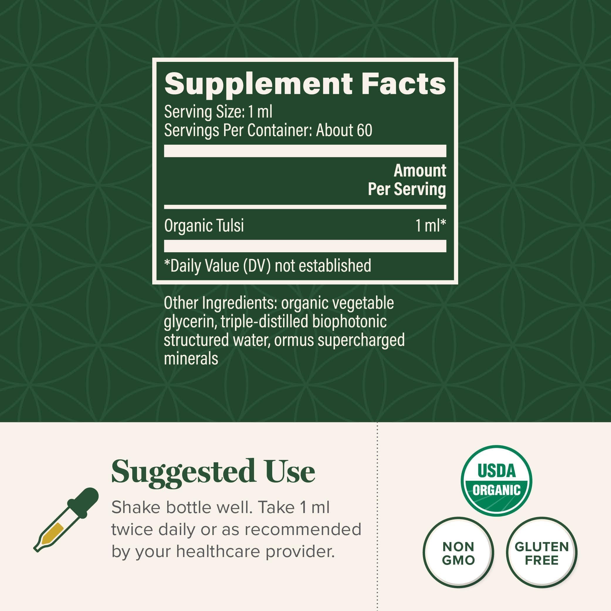 Global Healing Center Holy Basil Tincture 181g side view