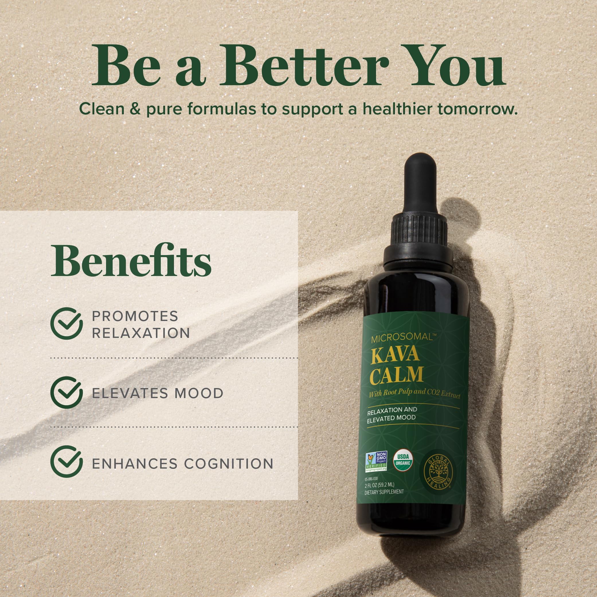 Global Healing Center Kava Calm Tincture ingredients close-up