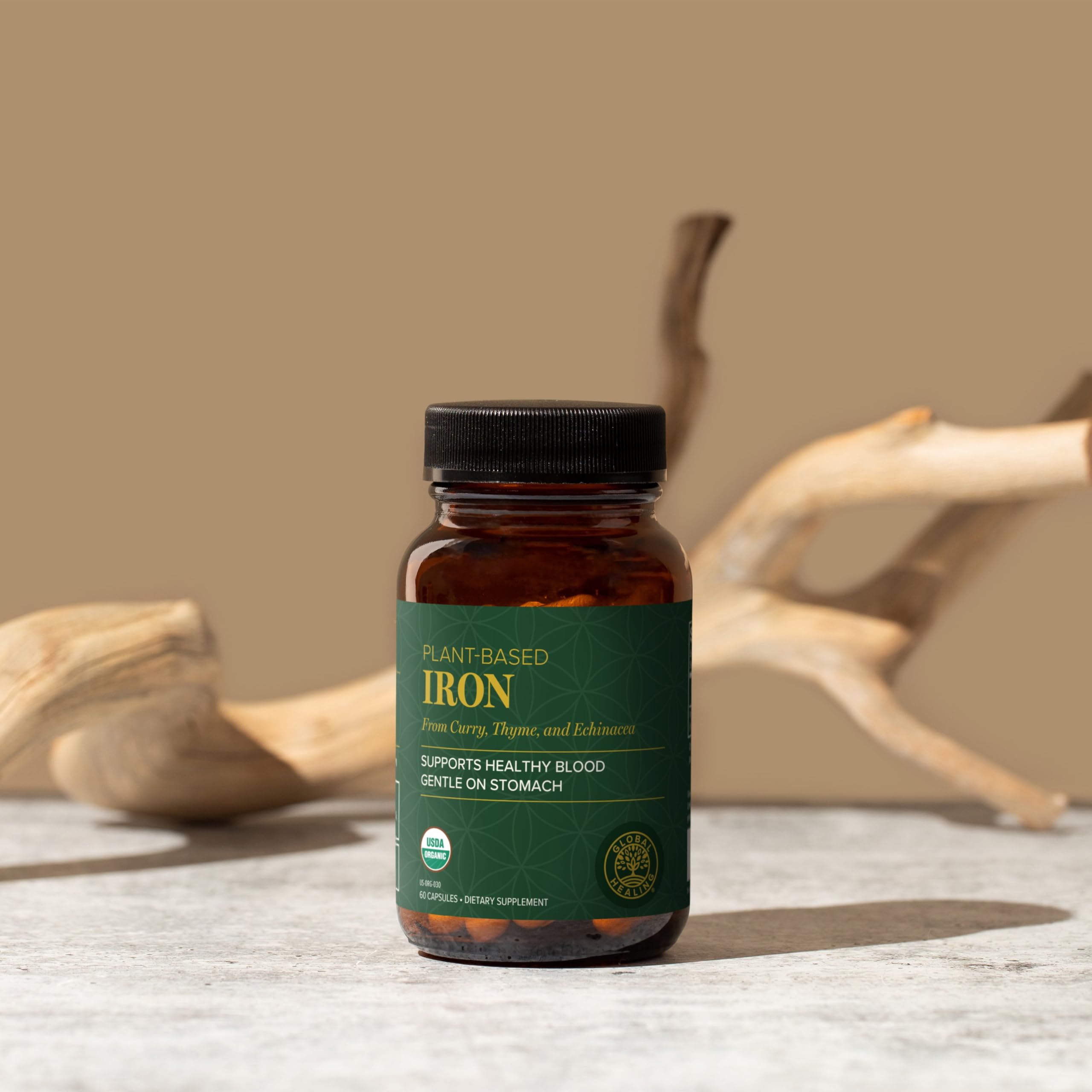 Global Healing Center Liquid Iron Supplement with measuring cap