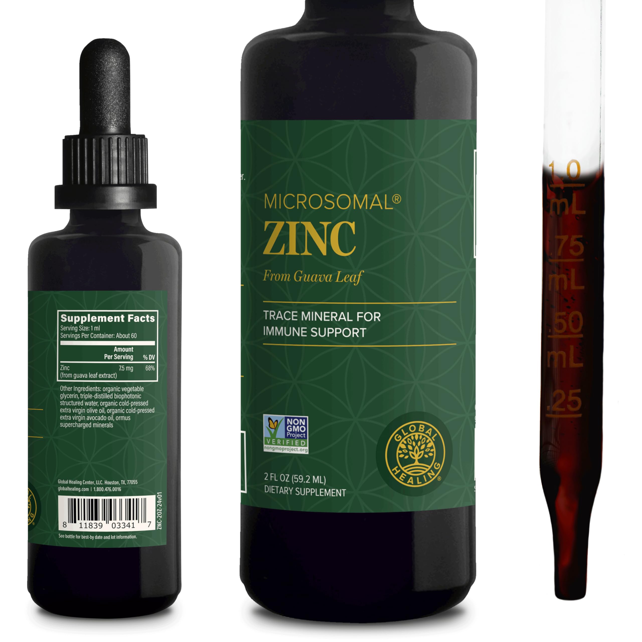 Global Healing Center Liquid Zinc Supplement 132g front view