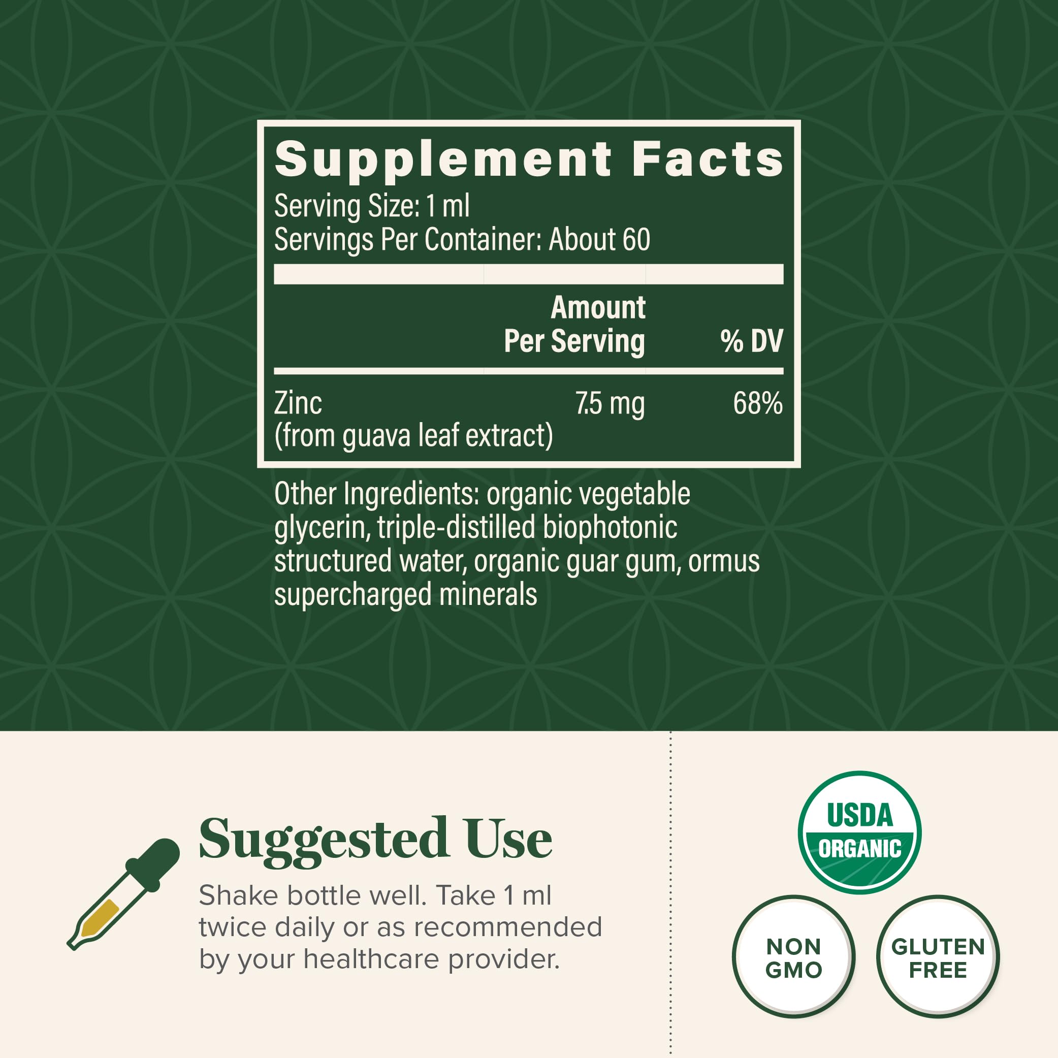 Global Healing Center Liquid Zinc Supplement 132g with packaging