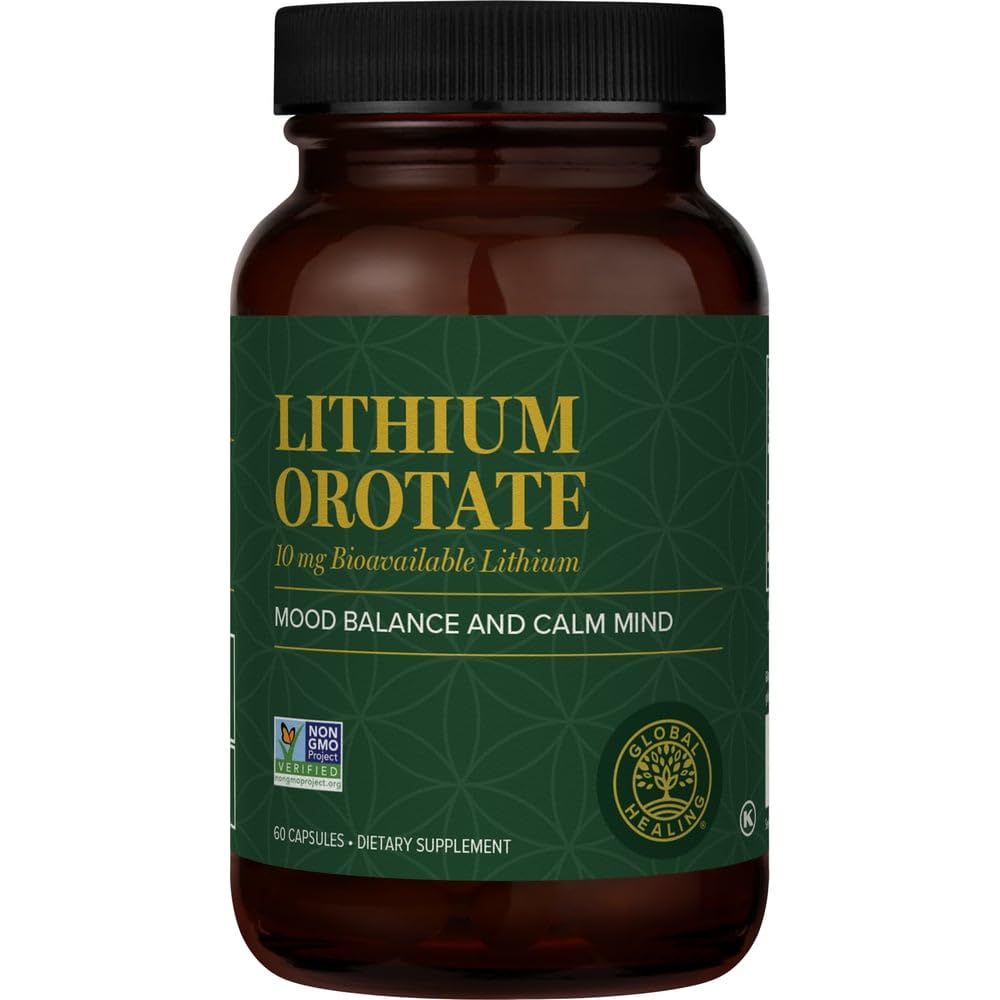 Global Healing Center Lithium Orotate 10mg capsules front view