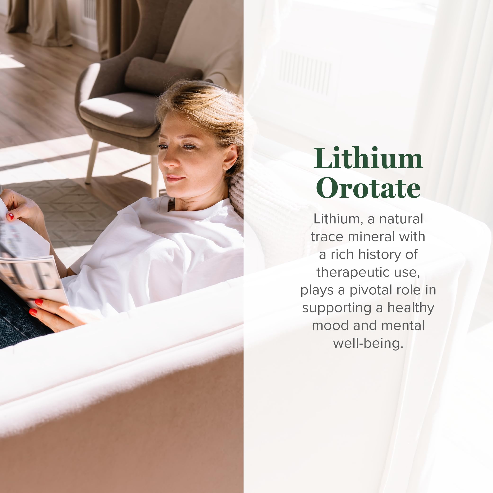 Global Healing Center Lithium Orotate 10mg capsules side view