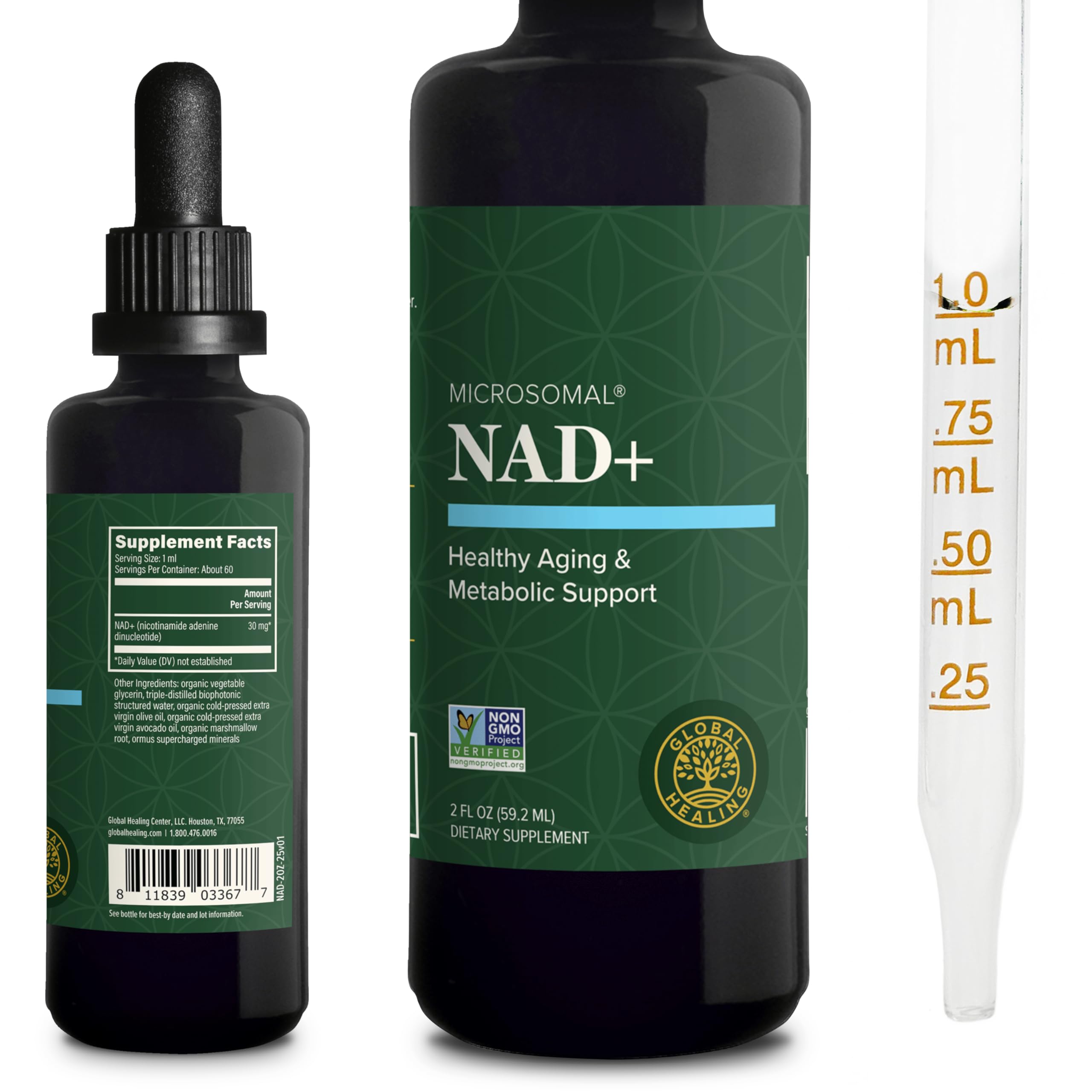 Global Healing Center NAD+ Liquid Supplement front view