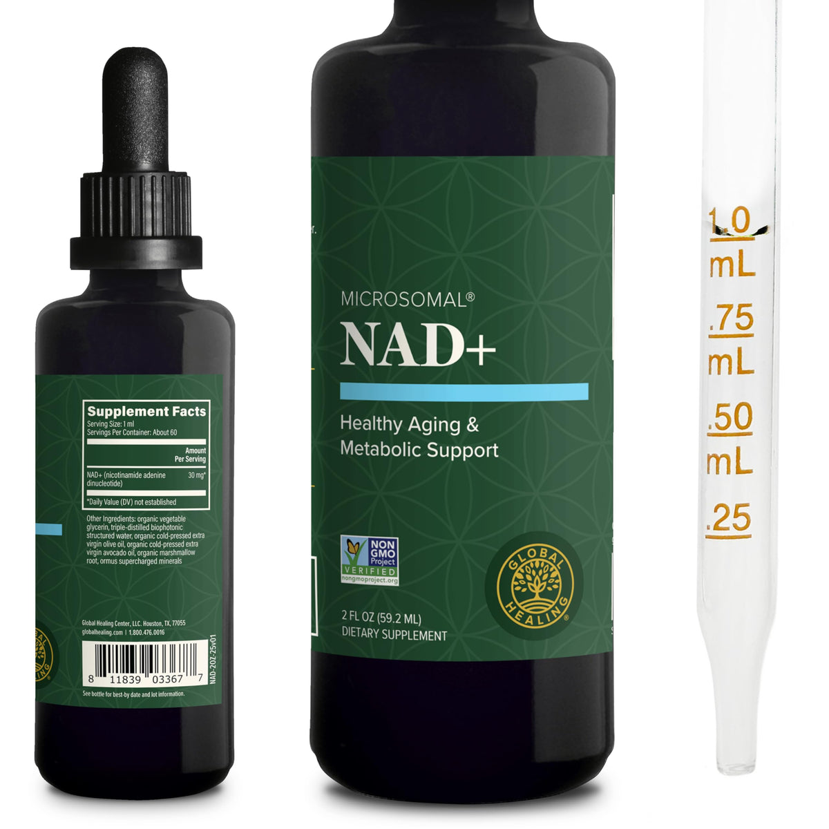 Global Healing Center NAD+ Liquid Supplement front view