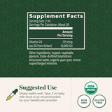 Global Healing Center Organic Vitamin D3 5000 IU Supplement ingredients list