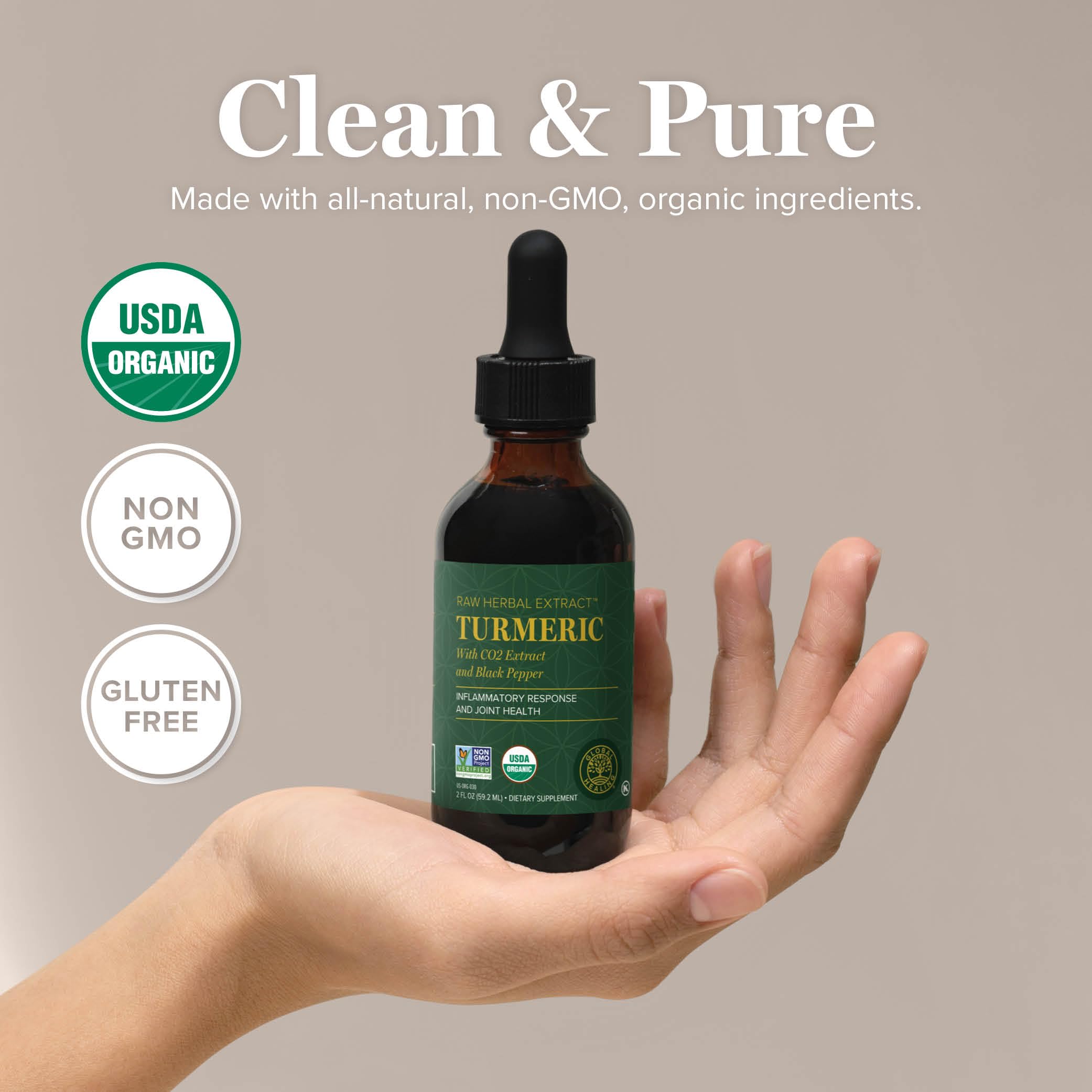 Global Healing Center Turmeric Liquid Drops 57g with dropper
