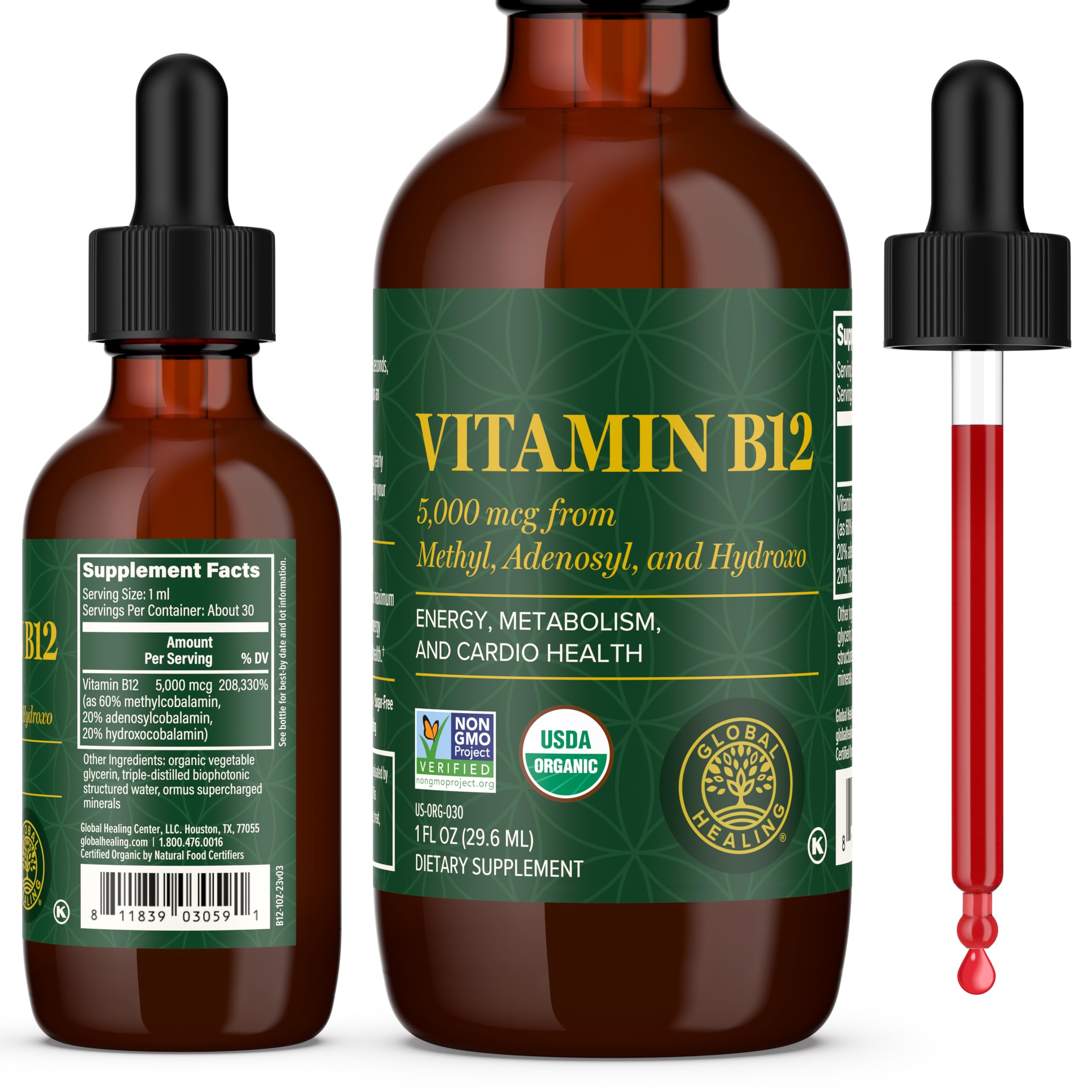 Global Healing Center Vitamin B12 Sublingual Liquid front view