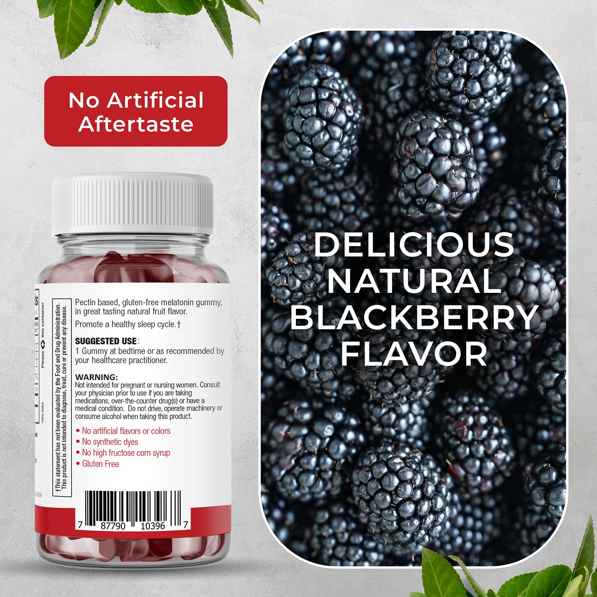 Global Health Naturals Vegan Melatonin Gummies on a wooden table