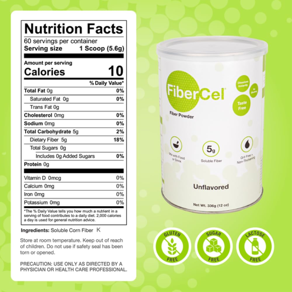 Global Health Products FiberCel Powder 12 oz can side view