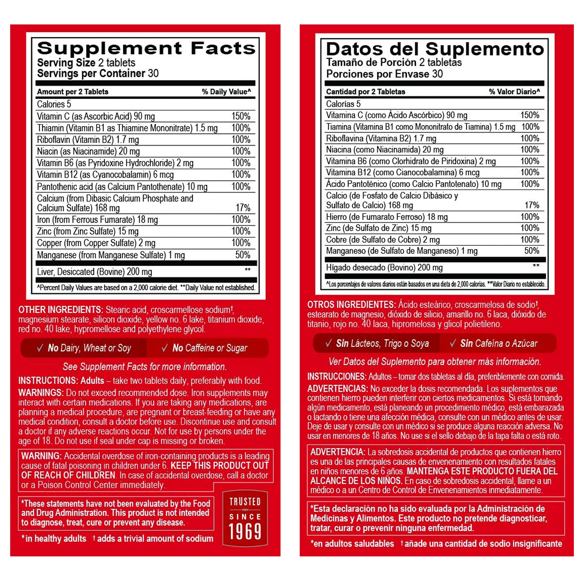 Globulo Rojo Iron Supplements close-up of tablets