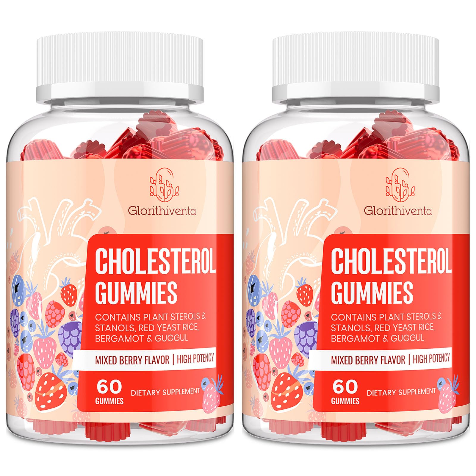 Glorithiventa Cholesterol Complex Gummies front view with packaging