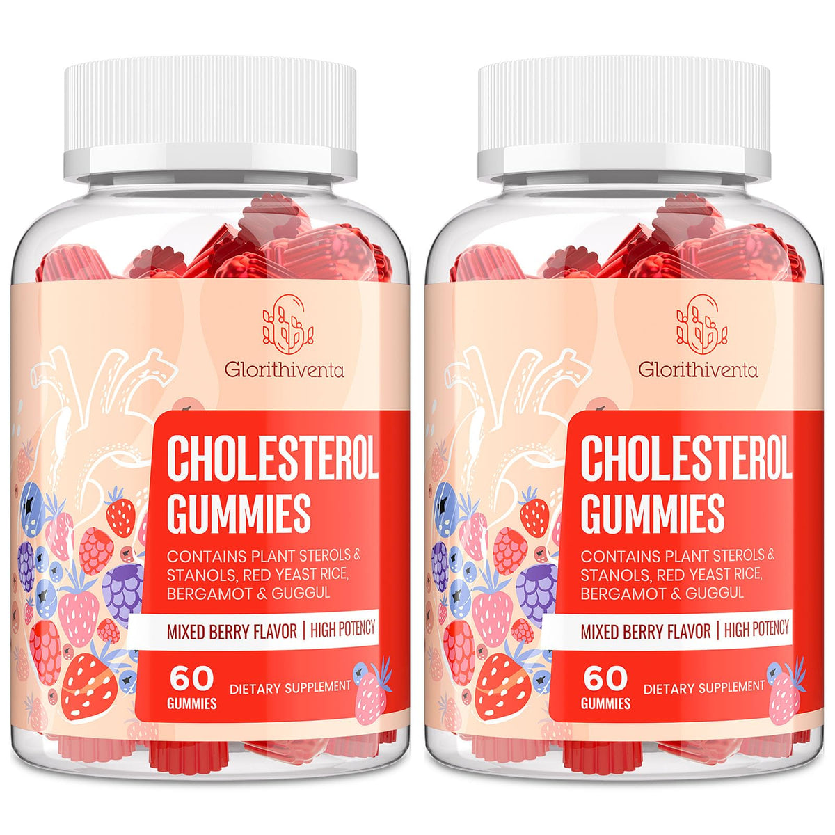 Glorithiventa Cholesterol Complex Gummies front view with packaging