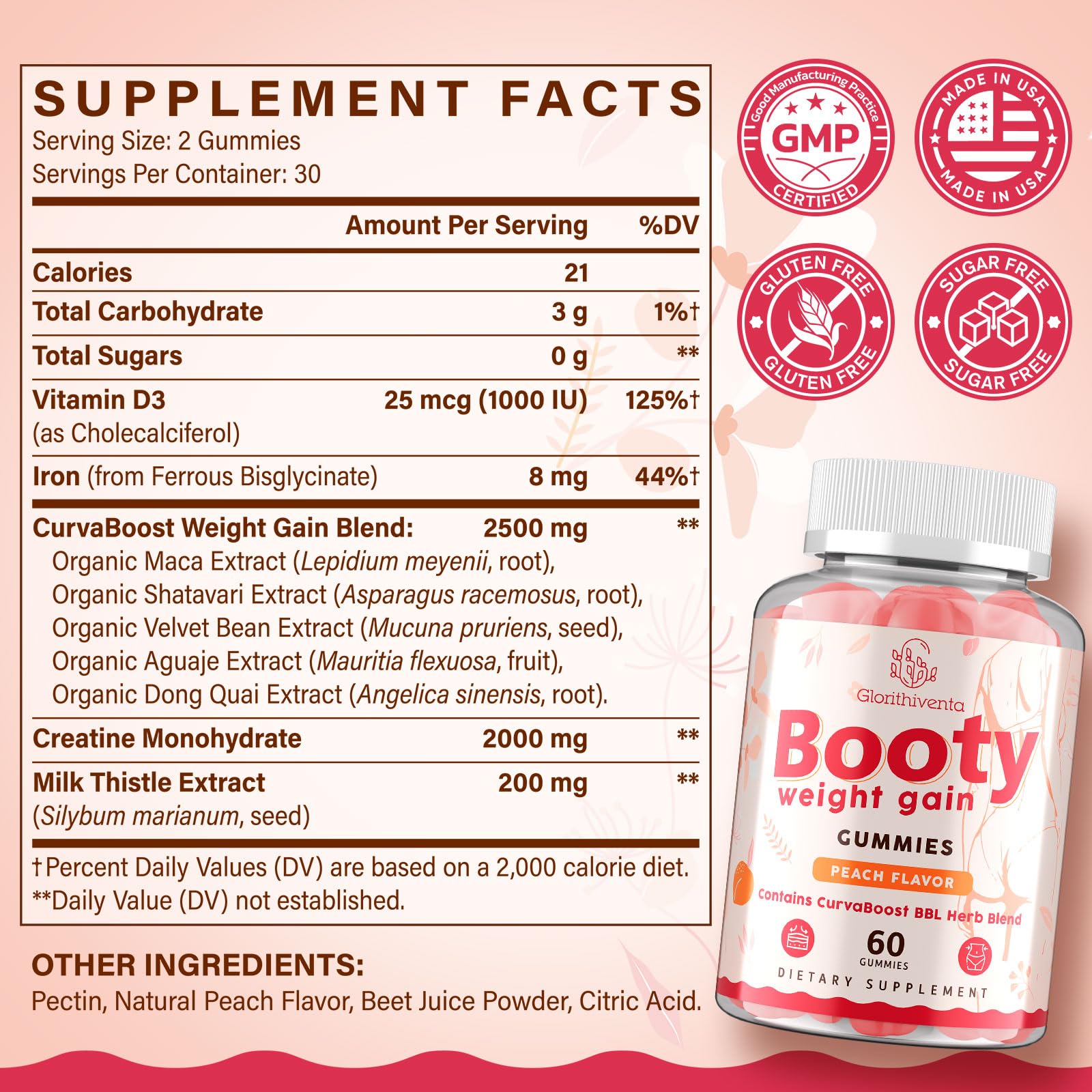 Glorithiventa Creatine Gummies with a measuring spoon