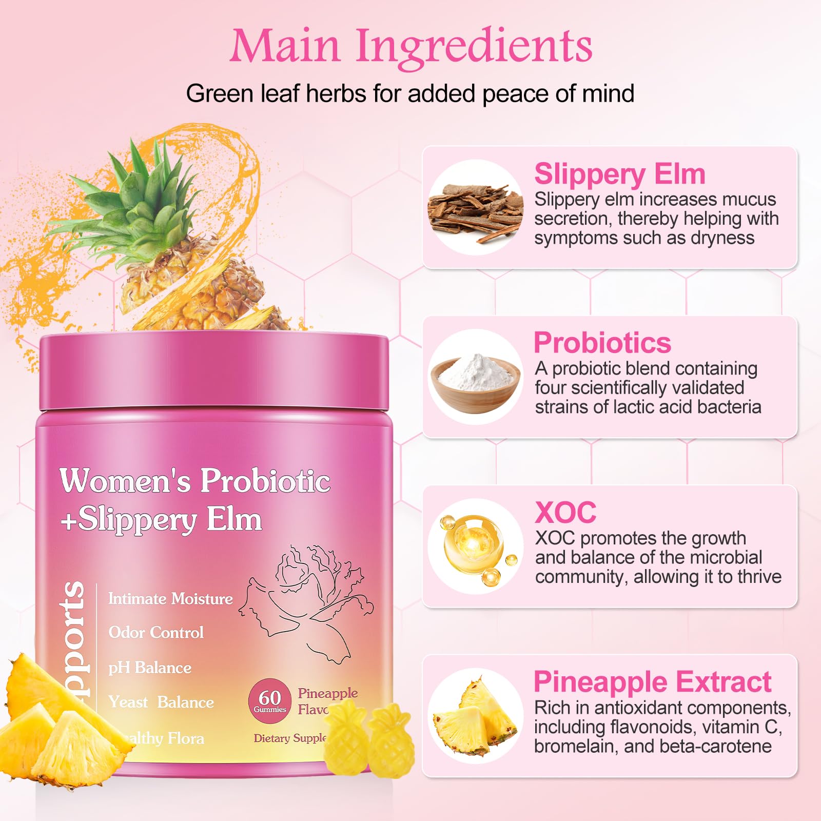 GlossLuxe Probiotic Gummies for Women bottle back view