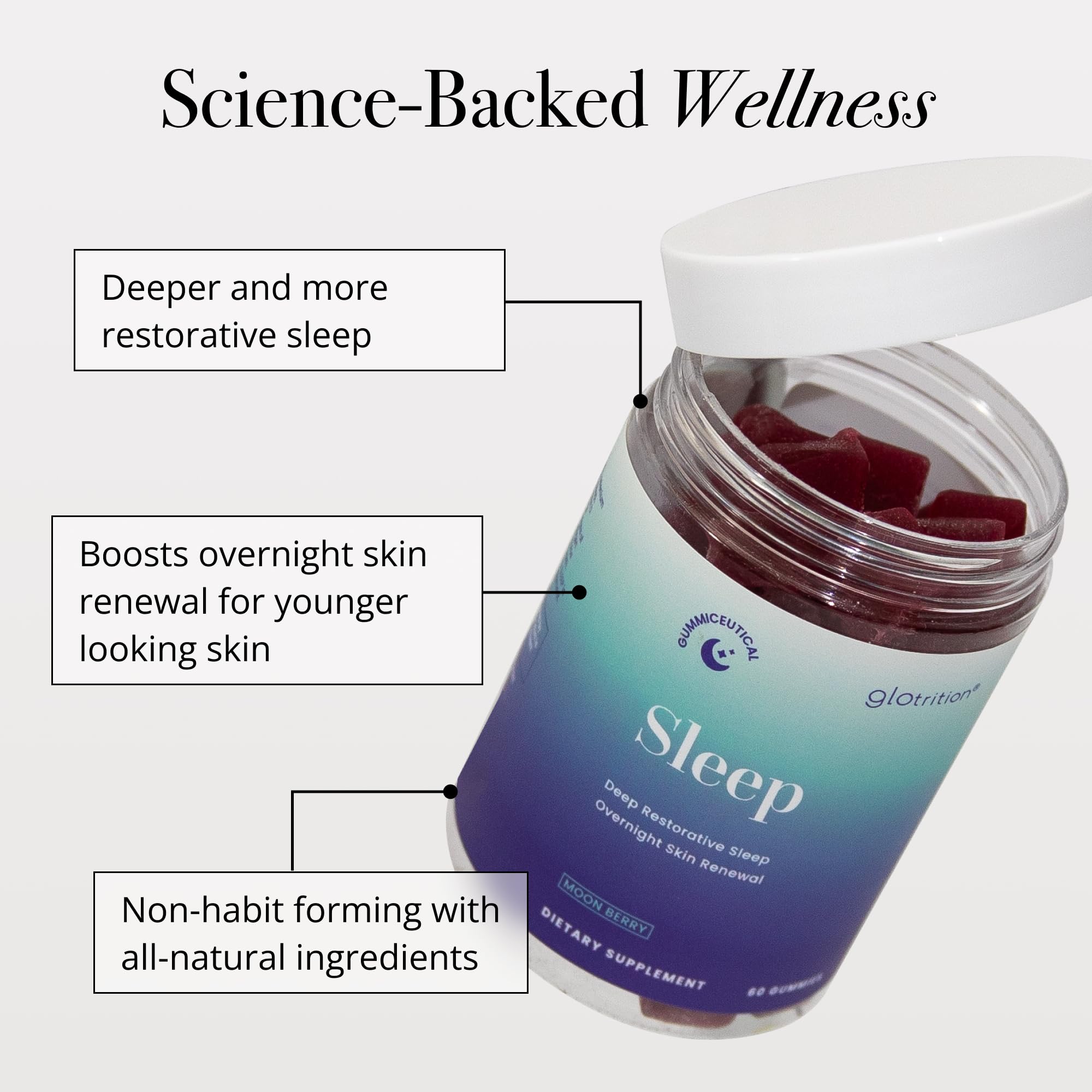Glotrition Beauty Sleep Gummy side view packaging
