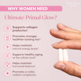 Glov Beauty Beef Liver Supplement for Women capsules on a wooden surface