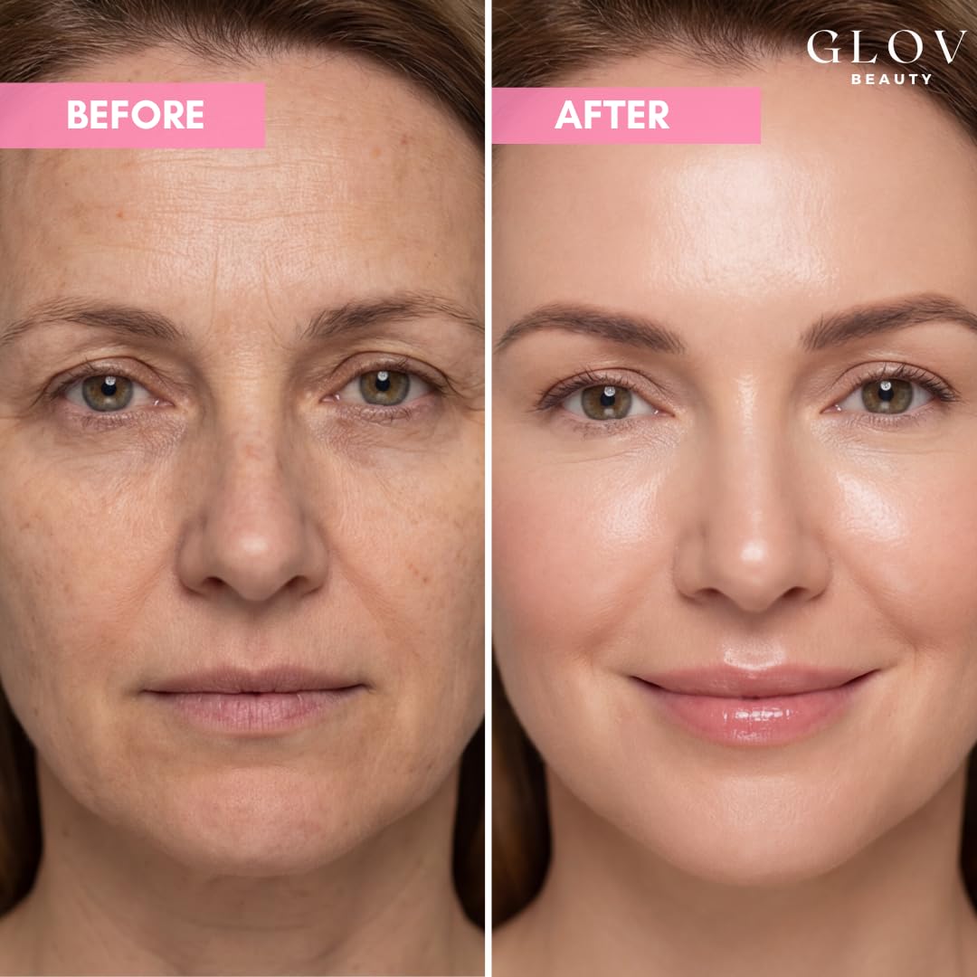 Glov Beauty Beef Liver Supplement for Women lifestyle scene with a glass of water