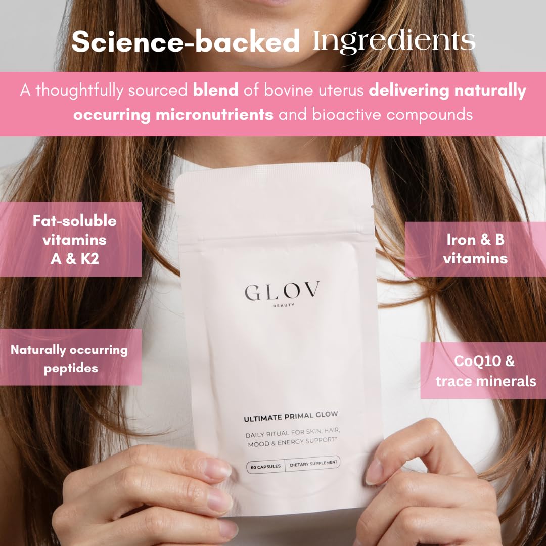 Glov Beauty Beef Liver Supplement for Women side view of packaging