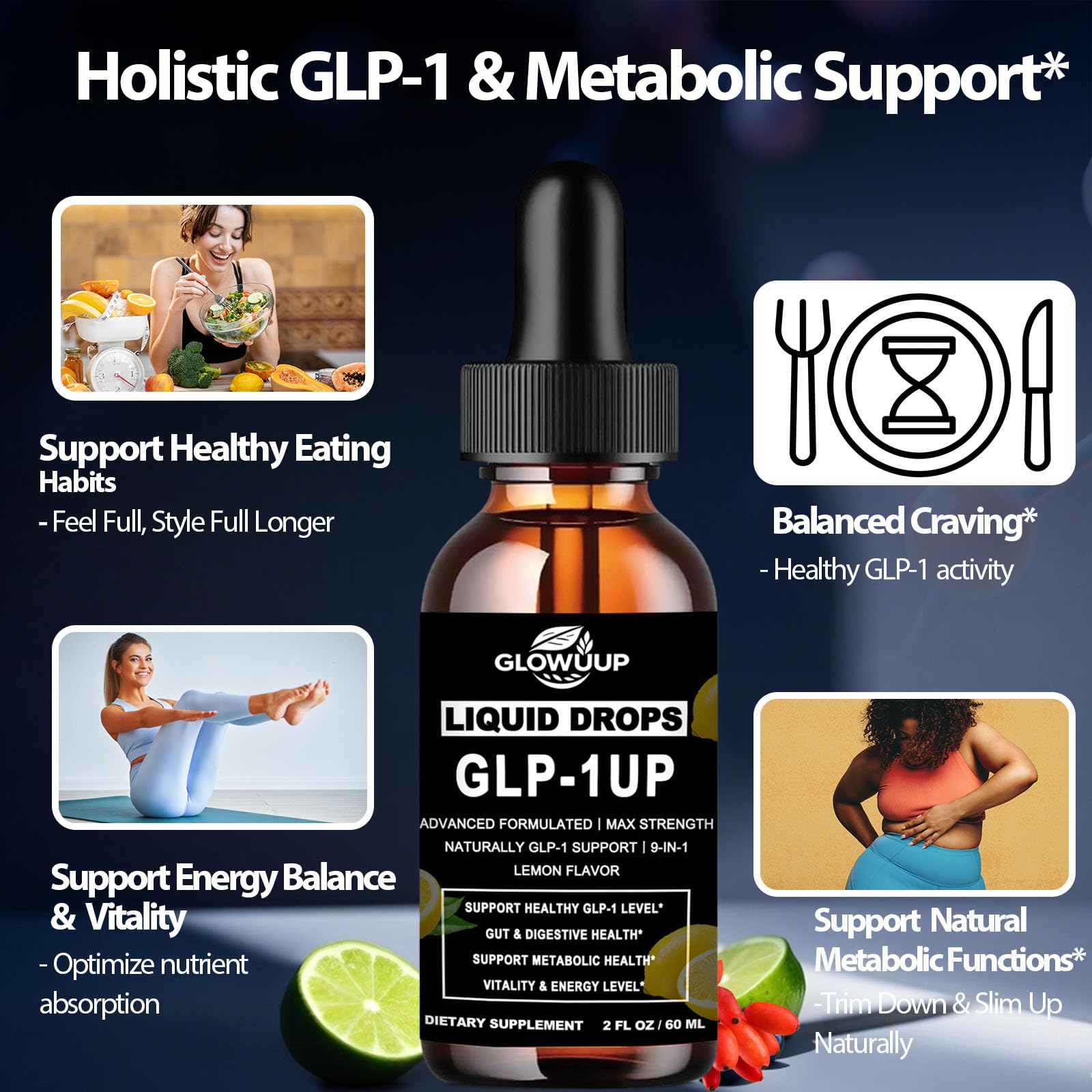 GLOVVUUP GLP-1 Liquid Supplement 2 fl oz bottle with cap