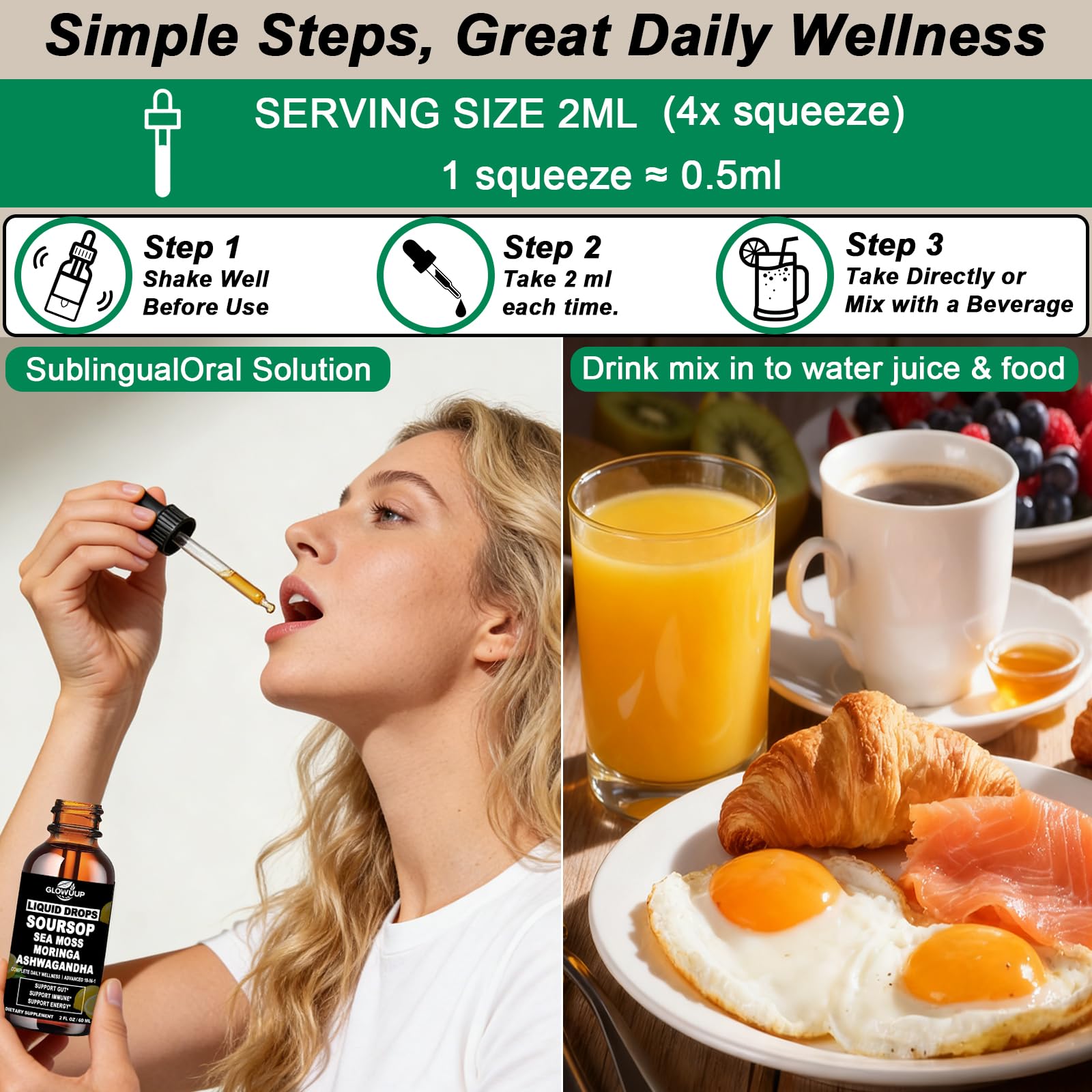 GLOVVUUP Soursop Graviola Liquid Drops 60ml with measuring spoon