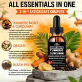 GLOVVUUP Turmeric Curcumin Complex Liquid Supplement 60ml bottle with label